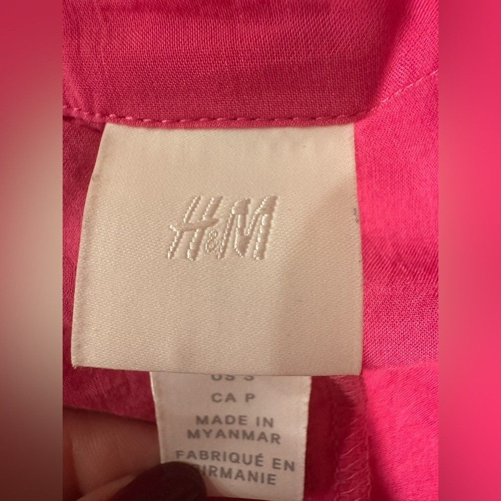H&M Hot Pink Lyocell Blend V-Neck Kaftan Tunic Resort Dress Size Small - Picture 8 of 10